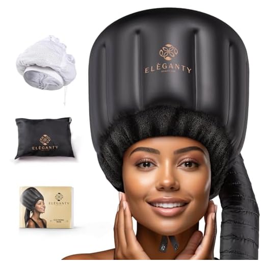 Eleganty Soft Bonnet Hood Hairdryer Attachment with Headband that Reduces Heat Around Ears and Neck to Enjoy Long Sessions - Used for Hair Styling, Deep Conditioning and Hair Drying (Black)
