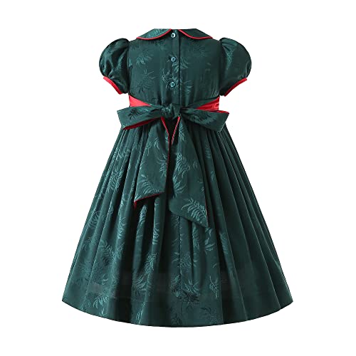 Pettigirl Girls Vintage Christmas Winter Bubble Sleeve Smocking Clothing Kids Toddler Embroidery Floral Smocked Dresses2