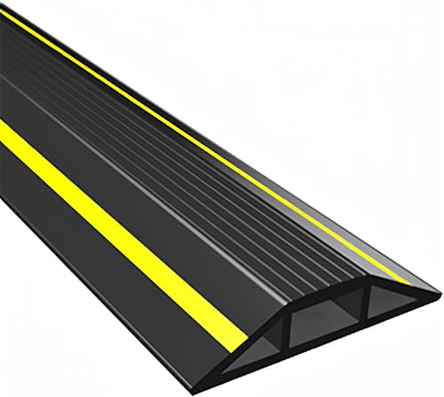 Image of 6.5FT Heavy Duty PVC Floor Cable Cover, Floor Cord Cover, Cable Protector Protect Wire for Indoor and Outdoor Cable Cavity = 0.94 inch (W) x 0.4 inch (H)(3 Channels