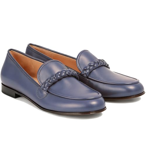 Image of MOOMMO Women Comfortable Suede Loafer Flats Round Closed Toe Slip On Penny Loafers Knitted Strap Oxford Loafer Shoes for Office Ladies Work Daily Casual Club Driver Flats Spring Elegant 4-11 M US