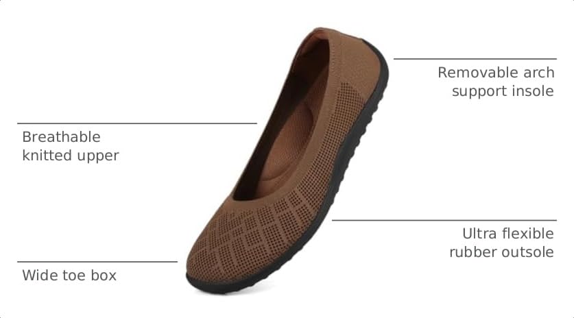 Image of KBZone Women's Flat Shoes Round Toe Knit Ballet Flat Comfort Dressy Flat Walking Shoes