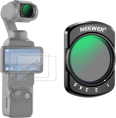 Image of NEEWER Variable ND2-32 Filter Compatible with DJI Osmo Pocket 3 / Pocket 4 / Xtra Muse, Magnetic HD Action Camera Adjustable ND Filter with Limited Stops & 2 Screen Protectors Accessories, FL-50