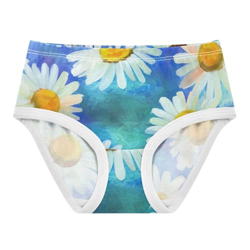 Toddlers Underwear Floral 2t Cotton Little Girl Panties Bright Undies Kids Briefs White Daisies Yellow Blue Painted