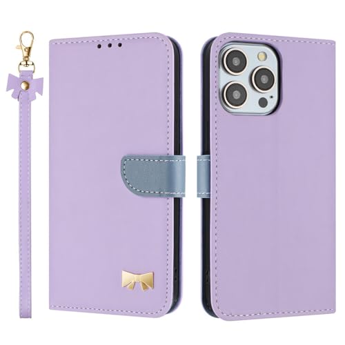 Étui compatible avec Apple iPhone 14 violet housse portefeuille cuir à rabat
