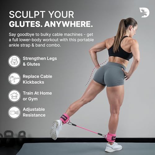 Image of DMoose Ankle Strap for Cable Machine - One Size Fit with Premium Padding, Workout Kickback Ankle Cuffs, Ankle Bands for Working Out, Booty Workouts, Leg Extension, Hip Abductors & Lower Body Exercises