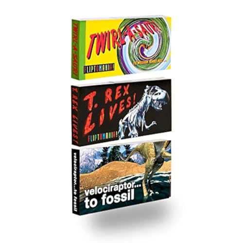 Image of Dinosaur Flipbook 3-Pack for Kids 6-12, Animation Flip Books for Children | T. Rex, Velociraptor & Pteranodon on Flip Book Paper, Educational STEM Flipbook Set for Boys & Girls, Animated Paleontology