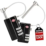 TOKCKYBL 2 Pack Professional Gun Case Lock TSA Approved – Heavy-Duty, Cut-Resistant & Child-Safe Security Padlock for Firearms, Pistols, Rifle Cases, and Travel Luggage, Black