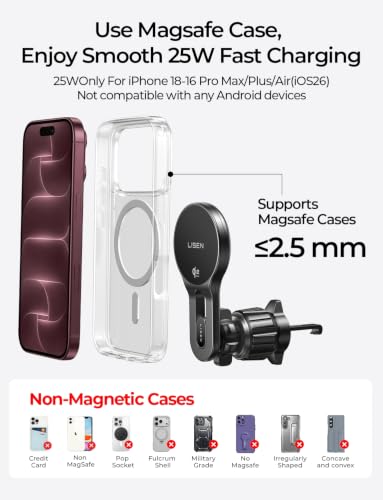 LISEN Qi2.2 25W MagSafe Car Mount Charger - image 9