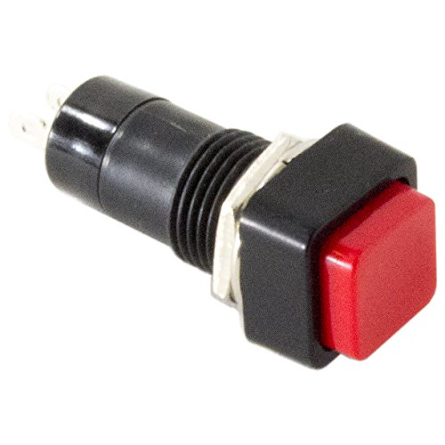 Push-On/Push-Off Switch 3A 125VAC, Square Shaped Red Button (15.5mm x 15.5mm x 38.4mm)