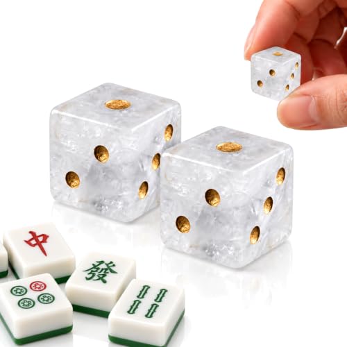 Image of PATPAT 2Pcs 16mm Natural White Crystal Dice Cube Set Ludo Dice Big Size