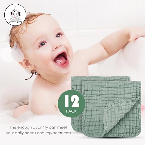 muslin burp cloths 100 cotton large 203939x103939 extra soft and absorbent baby wash cloths spit up rags - baby burping cloth for boys girls items12 pack green