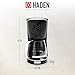 HADEN Starbeck Coffee Machine, 10 Cup Automatic Drip Coffee Maker with Anti-Drip Function and Reusable Washable Water Filter, Black & Chrome