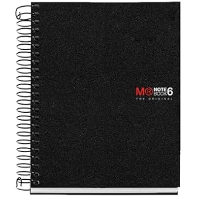 Miquelrius - The Original A6 Notebook, 6 Coloured Stripes, Opaque Polypropylene Cover, Size 105 x 148 mm, No Drilling, 150 Sheets of 70 g/m2, 5 mm Square, Black