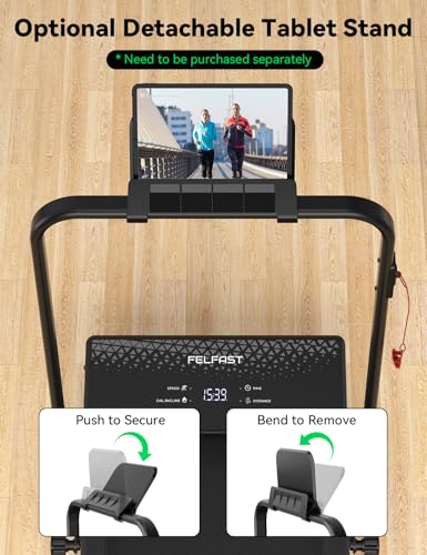 Image of FelFast Walking Pad Treadmill, 12% 5-Level Auto Incline, 2-in-1 Under Desk Foldable w /Remote Control, 12 HIIT Mode, 265 Lbs, 7.6 MPH Max, Portable Treadmill for Office Home