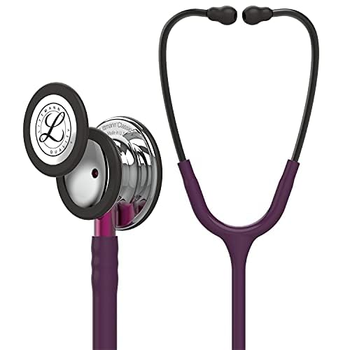 Image of Littman 5960 Stethoscope ENGRAVING | Engrave your name or initials on the Littman stethoscope | Classic III Monitoring, Mirror Chestpiece, Plum Tube, Pink Stem and Smoke Headset, 27 inch, (5960)