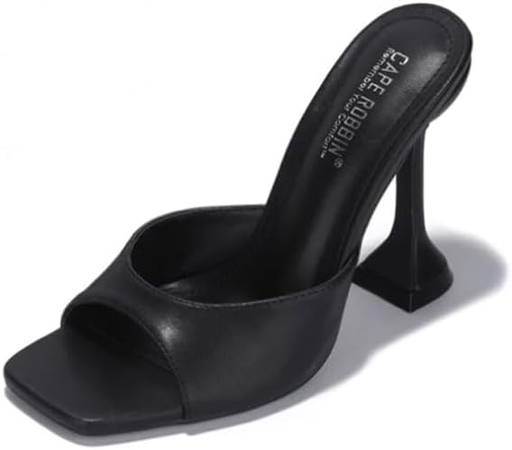 Cape RobbinLithe Nude Sexy High Spool Heel Open Squared Toe Slip On Pumps