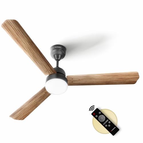 Image of LONGWAY Luminair Max 1200 mm BLDC Ceiling Fan with Remote Control & LED Light | BEE 5 Star Rated Energy Efficient | Ultra High Speed 3 Blade Anti-Dust Decorative | 5 Years Warranty (Smoked Cedar)