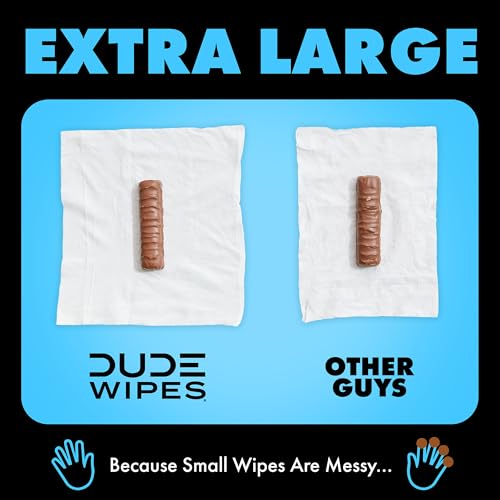 dude wipes - flushable wipes - 3 pack 144 wipes - unscented extra-large adult wet wipes - vitamin-e amp aloe