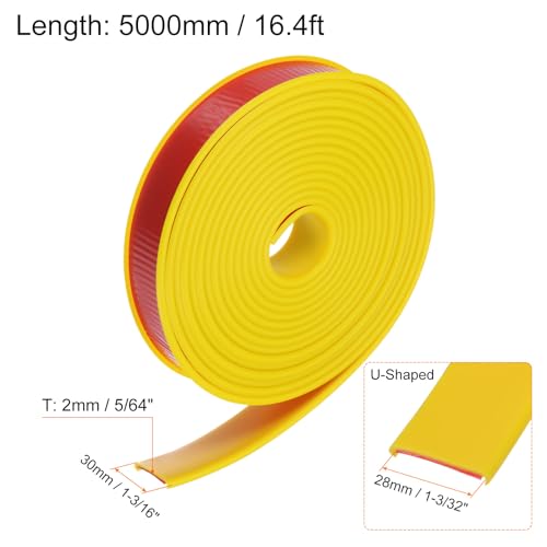 QUARKZMAN U-Form Kantenband 1-3/32 x 16.4ft (28mm x 5000mm) Selbstklebendes TPE Flexibles Furnierkantenband Kantenschutz für Möbel, Schränke, Tische, Reparatur, Gelb