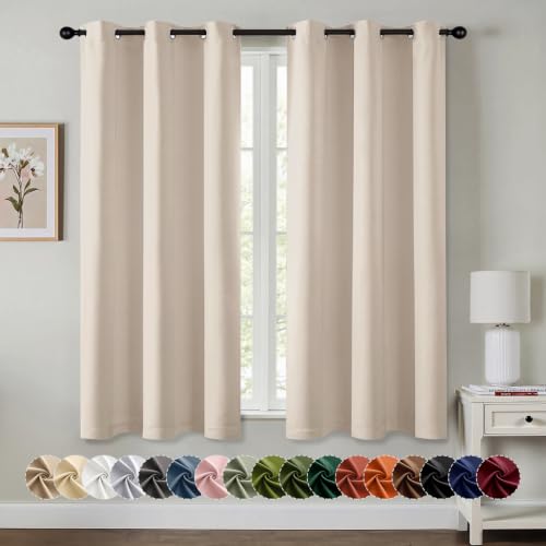 Image of MIULEE Blackout Curtains for Bedroom 2 Panels 40 x 63 Inch Long Champagne | Thermal Insulated, Living Room Darkening Grommet Drapes, Noise Reducing, Light Blocking Window Treatments