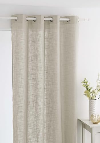 ANTILO TEXTIL - Cortina Salón - Color Beig - Medidas: 140x270-85% Poliéster, 15% Lino (Jasmin Beig)