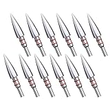 MOLFUZ 12pcs Archery Field Points 100/125/150/200/300 Grain, Stainless Steel Screw-in Practice Arrow Tips for Recurve, Compound Crossbow, Hunting and Target Shooting