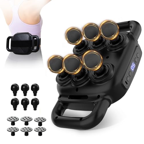 GAXEZO 6 Head Massage Gun - Deep Tissue Massage Gun with 50 Adjustable Intensities & 9 Modes Electric Percussion Massage Tool for Back Leg Muscle Pain Relief Ideal Gifts for Friends and Parents