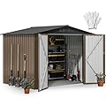 DWVO 8'x6' Large Metal Outdoor Storage Shed, Heavy Duty Tool Storage Sheds for Backyard Patio Lawn - Ideal for Bicycles, Garden Tools, and Lawn Equipment, Easy-to-Assemble, Brown