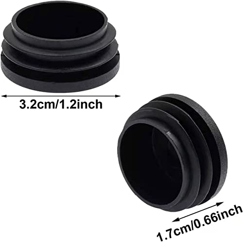 Image of Round Plastic Plug 1 1 /4 Inch 20Pcs Black Plastic End Caps for Round Tubing
