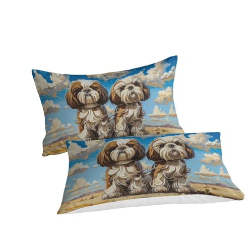 Housse de couette 3D Schzon 200x200 microfibre avec taies d'oreiller