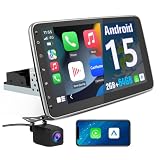 Hexinex 10.1 pollici Universale Autoradio 1 din Android 15 (2G+64G) Car Radio con CarPlay/Android Auto GPS Bluetooth WIFI FM RDS (Schermo ruotabile)