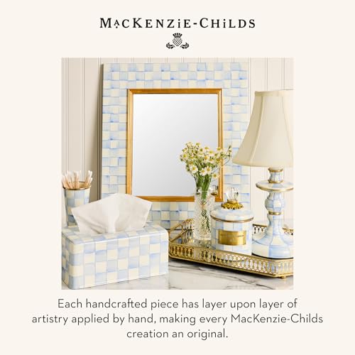 Image of MACKENZIE-CHILDS Enamel Tissue-Box Cover, Light-Blue-and-White Sky Check