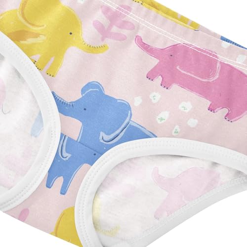 Wusikd Cute Elephants Girls' Underwear Cotton Pink Girls Briefs Soft Toddler Underwear 2T4