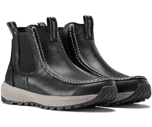 SUREWAY Men's Chelsea Boots,Fashion and Comfort Driving Shoes,Leather Moc Toe Outdoor Work Boots,Slip-Resistant Outsole,EH-Rated,All-Weather Rugged Slip-On Work/Casual/Dress Boots Shoes for Men3