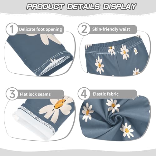 Toddler Girls Leggings Printed Yoga Pants Leggings White Daisy Flower for Kids3