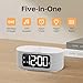 JALL Fabric Alarm Clock for Bedroom, with Big Led Screen Display, Bluetooth Stereo Sound Speaker, FM Radio, Fast Wireless Charging, USB Charging Port, Nightlight, White Noise, Ideal for Gift, Gray