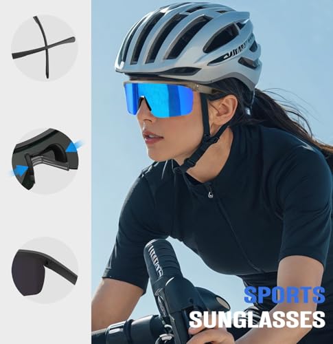 Image of KALIYADI Mens-Sunglasses Polarized Sports Sunglasses-Men: Running Sunglasses Men Women UV400 Protection for Cycling