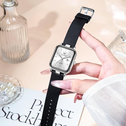 Image of OLEVS Watch for Women Quartz Square Dial Analog Wristwatch Silicone Waterproof Classic Elegant Design Ideal Daily Wear Gift