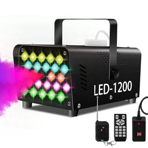 Fog Machine 24 Colorful LED Lights Effect 1200W Smoke Machine and 2500CFM Fog...