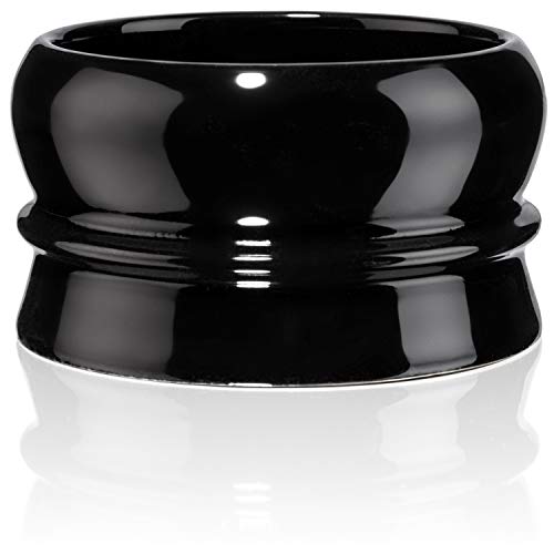 Mr Fine Heavy Stoneware Stackable Shave Soap Bowl - Shaving Bowls For Men - Lather Mug For Wet Shavers (Black)
