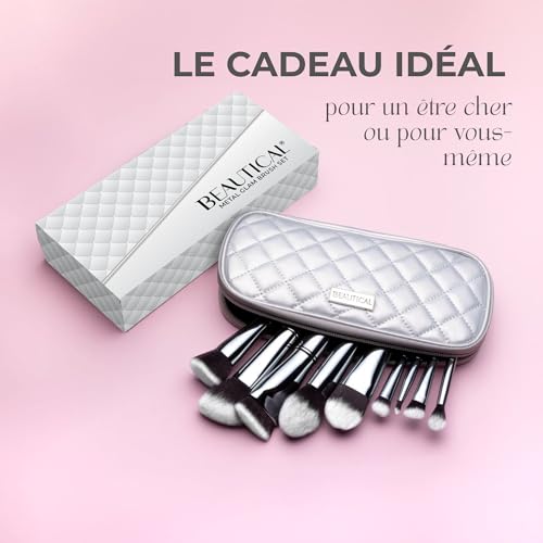 BEAUTICAL Set de 9 Pinceaux Maquillages Professionnels Vegan avec Pochette – vue 6