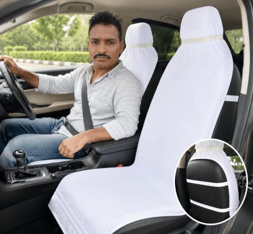 Image of VVIP BAGDA A NEW 100% Solid Large Luxury All CAR Seats Cotton Towel Car Seat Towel Cover Comfortable Driving SUV,Sports, (Pack of -1) (White)
