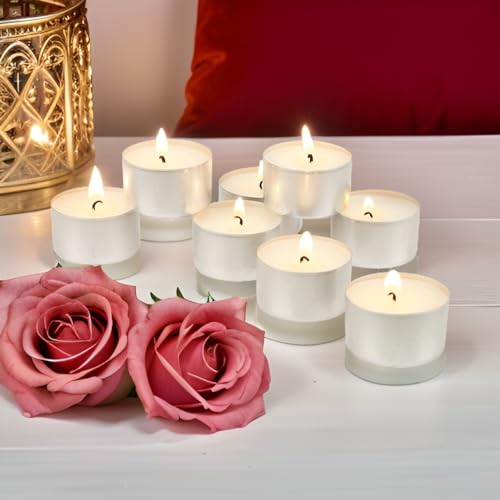 Image of EIN SOF Tea Lights Candles Set of 30 Pcs - 9 Hours Burning Time Tealight for Home Decor, Jumbo Size White T Light Items for Diwali Decoration, Unscented Natural Wax Long Lasting Candle