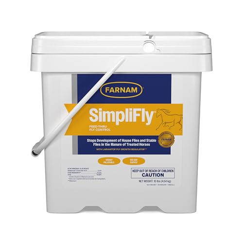 Farnam SimpliFly Feed Through Fly Control Daily Supplement for Horses, 10 lb, EPA Approved Palatable Pellets, Prevents Stable Flies in Manure and Break and Prevents the Fly Life Cycle, 160 Day Supply