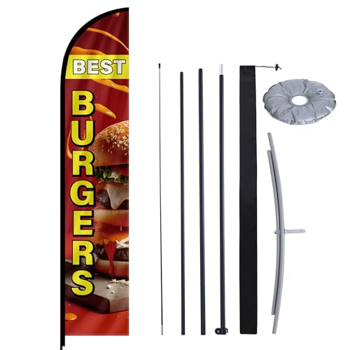 Image of MASTERCANOPY 12FT Tall Burgers Feather Flag Pole Kit Red