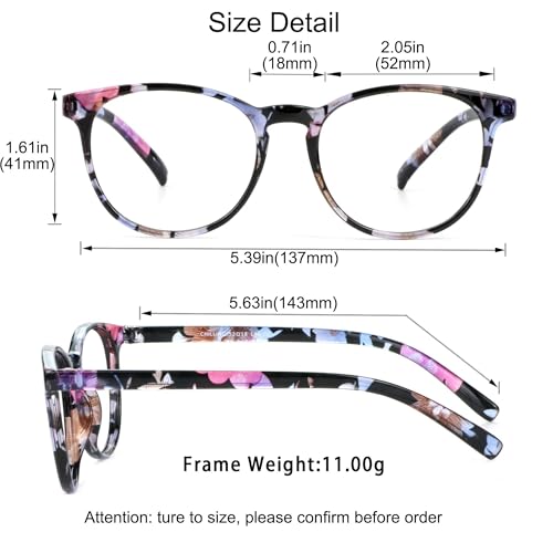 Image of YEIN Blue Light Blocking Glasses, Spring Hinge Photochromic Pink Sunglasses, Computer Reading Glasses, Gaming Glasses, TV Glasses for Women(Pink Floral,+2.75 Magnification)