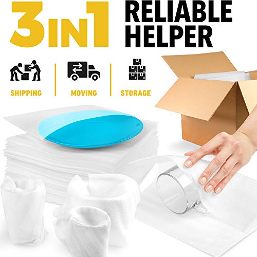 12" x 12" Foam Wrap Pouches Cushioning for Packing Moving Shipping and Storage Supplies - Foam Pouches is Great Alternative to Air Sheets and Bubble Envelopes - 50 Pack