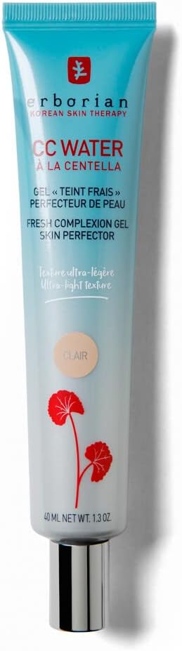 Erborian – Crème Teintée CC Water à la Centella Asiatica – Soin Visage Perfecteur de Peau avec Acide Hyaluronique – Texture Gel Extremely Légère et Fraîche – Soin Cosmétique Coréen