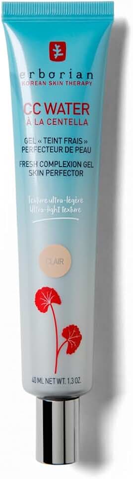 Erborian - Crème Teintée CC Water à la Centella Asiatica - Soin Visage Perfecteur de Peau avec Acide Hyaluronique - Texture Gel Ultra Légère et Fraîche - Soin Cosmétique Coréen - Clair 40 ml