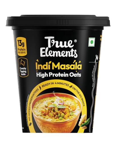 Image of True Elements Indi Masala Protein Oats 62g | Spicy & Tangy Indian Masala Flavour | Savoury High Protein Oats Cup